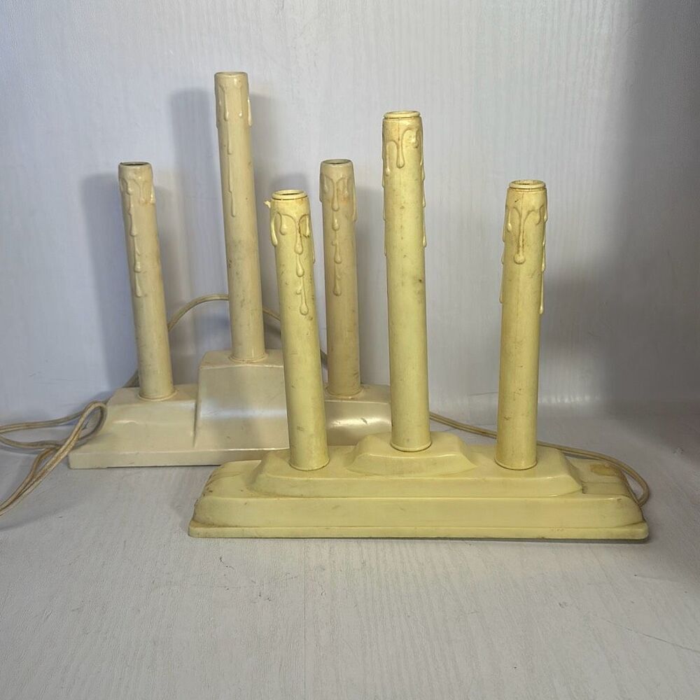 Vintage Christmas Window Electric Plastic Wax Drip Candle Stick Lights‎ Bundle